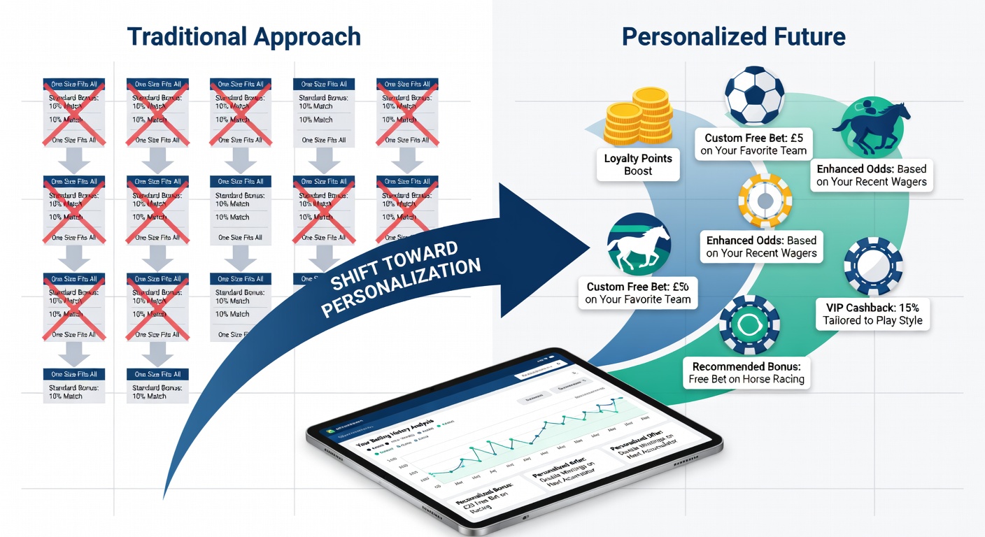 Data analytics dashboard showing personalized betting bonus structures in the UK market