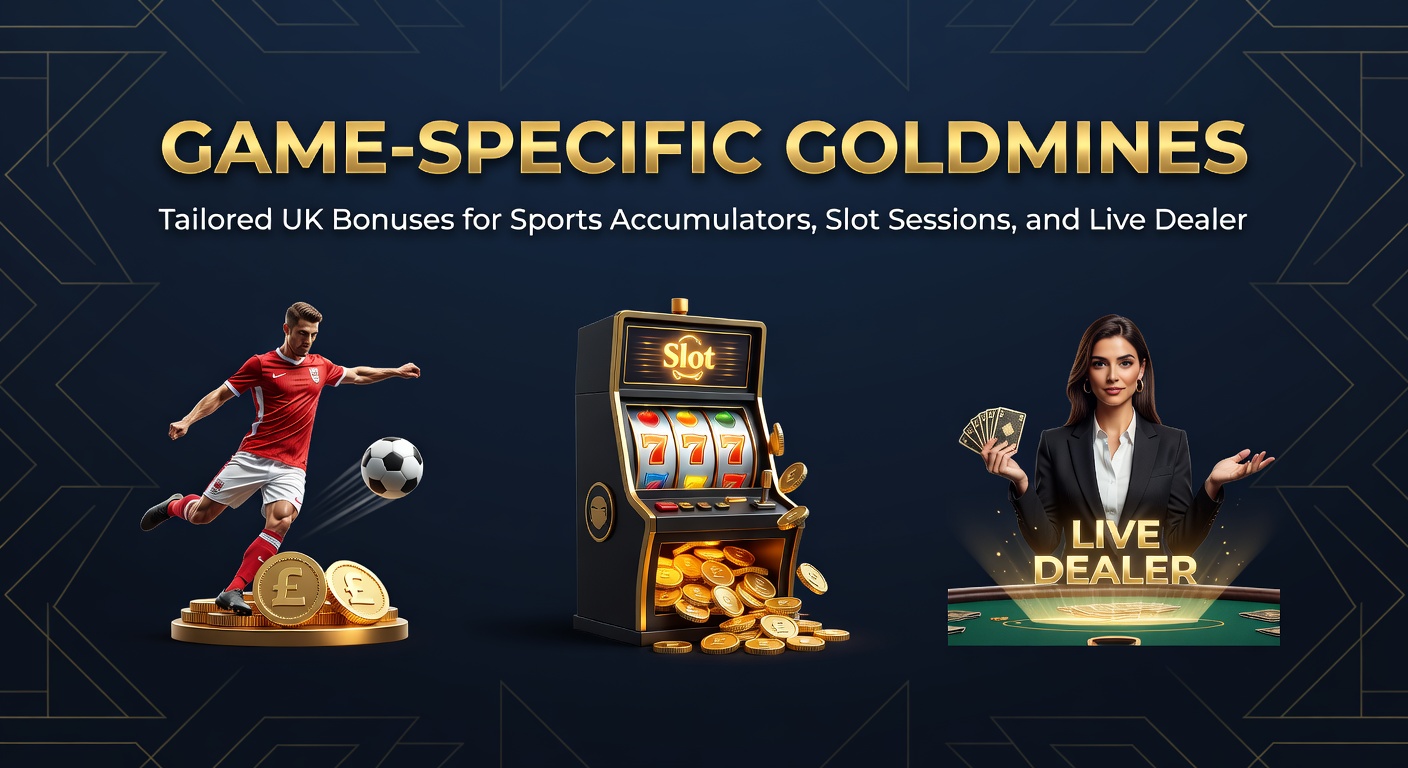Dynamic split-image of a sports accumulator slip with glowing bonus multipliers, alongside slot machines erupting in free spin cascades and a live blackjack table with dealer bonuses highlighted