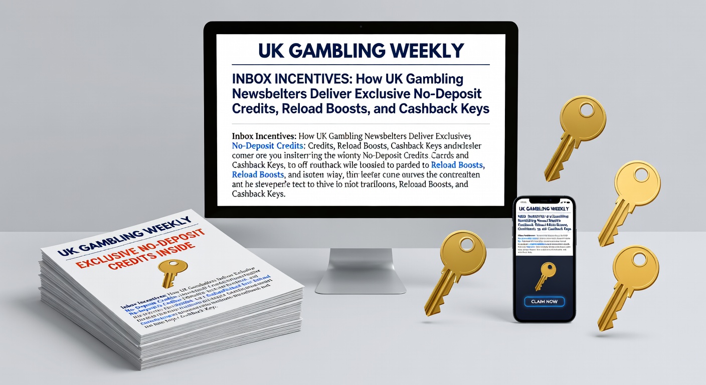 Screenshot of a UK gambling newsletter inbox showing exclusive bonus codes for no-deposit credits and reload offers