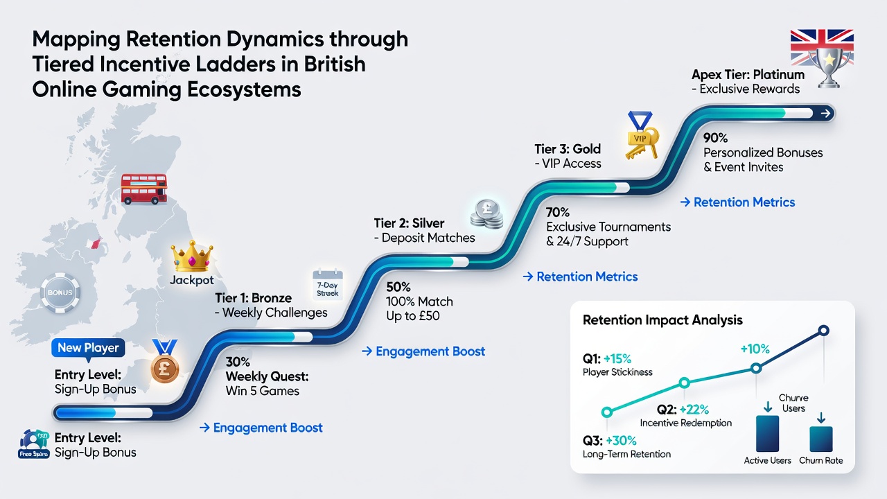 Analytics dashboard illustrating retention metrics across incentive tiers in UK gaming ecosystems