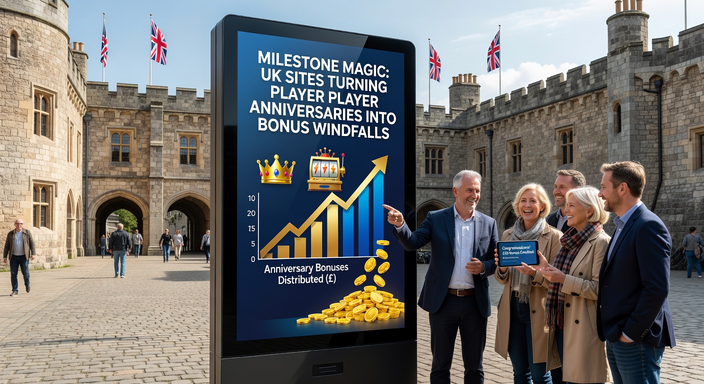 A celebratory graphic showing a calendar milestone transforming into stacks of golden bonus chips and free bet tickets on a UK gambling platform