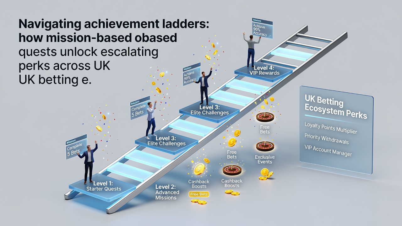 User dashboard displaying completed quests and unlocked escalating perks on a UK betting platform