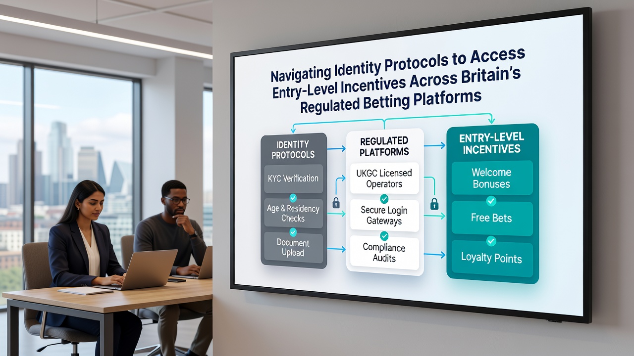 Illustration of identity verification process on a UK betting platform showing secure document upload steps