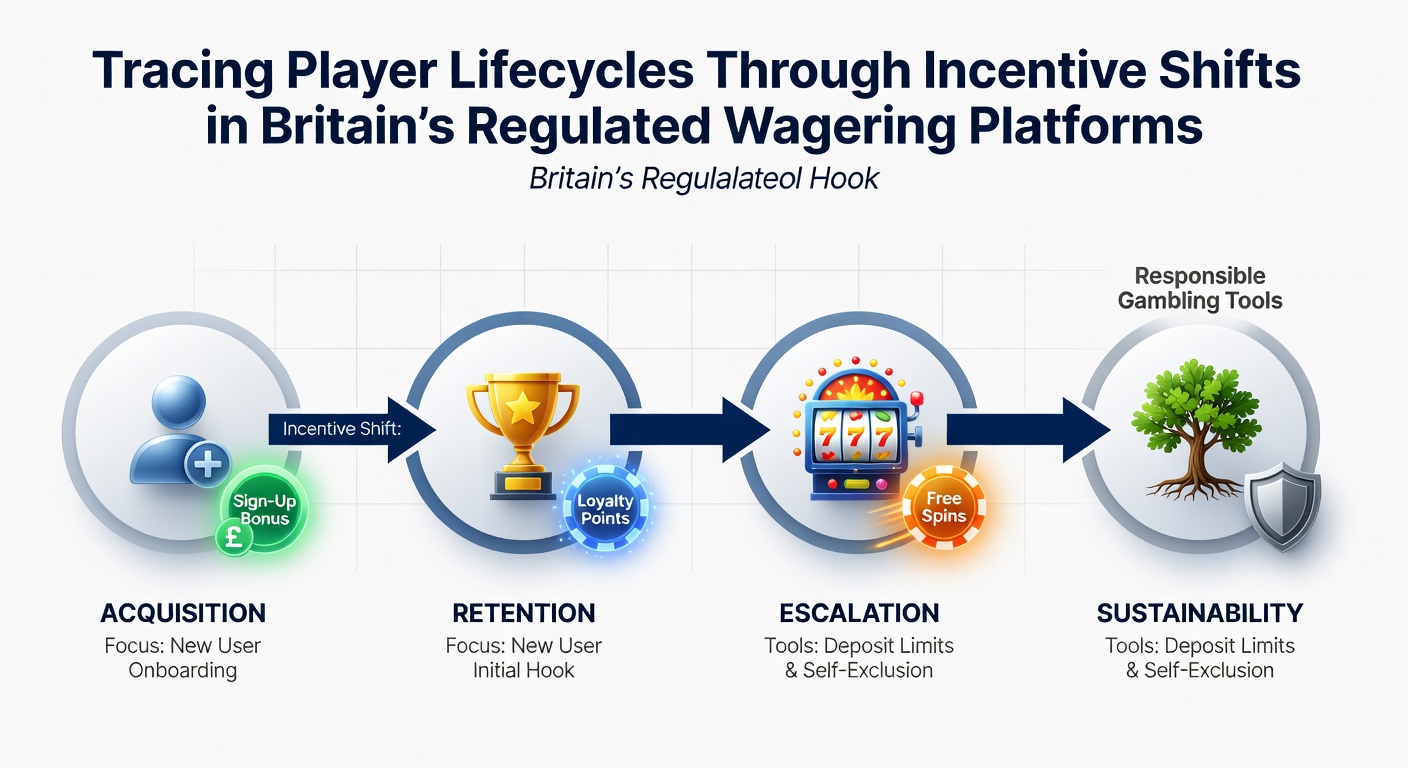 Diagram showing stages of player lifecycle in UK betting platforms with incentive arrows