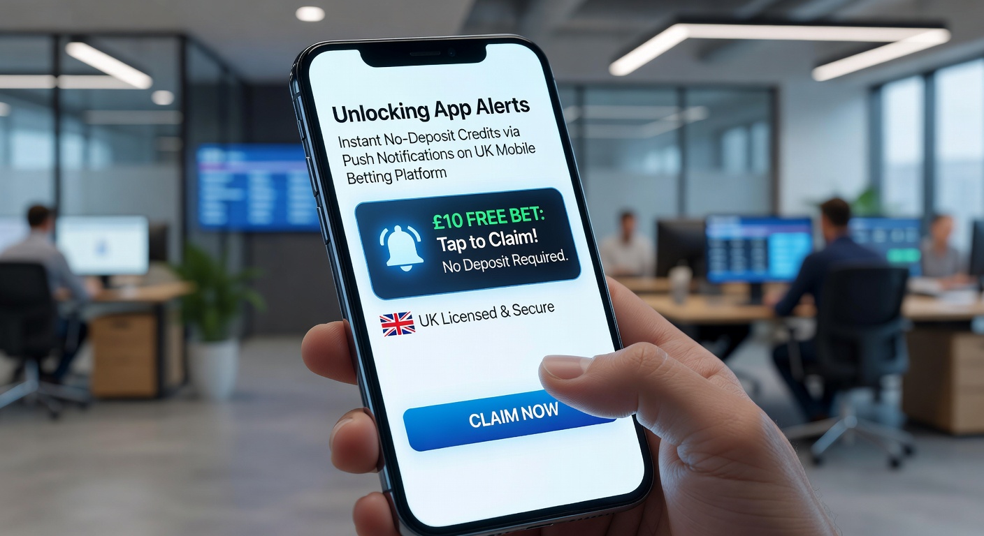 Close-up of a UK betting app interface with multiple push notifications stacked, highlighting instant credit claims amid live match updates and odds fluctuations